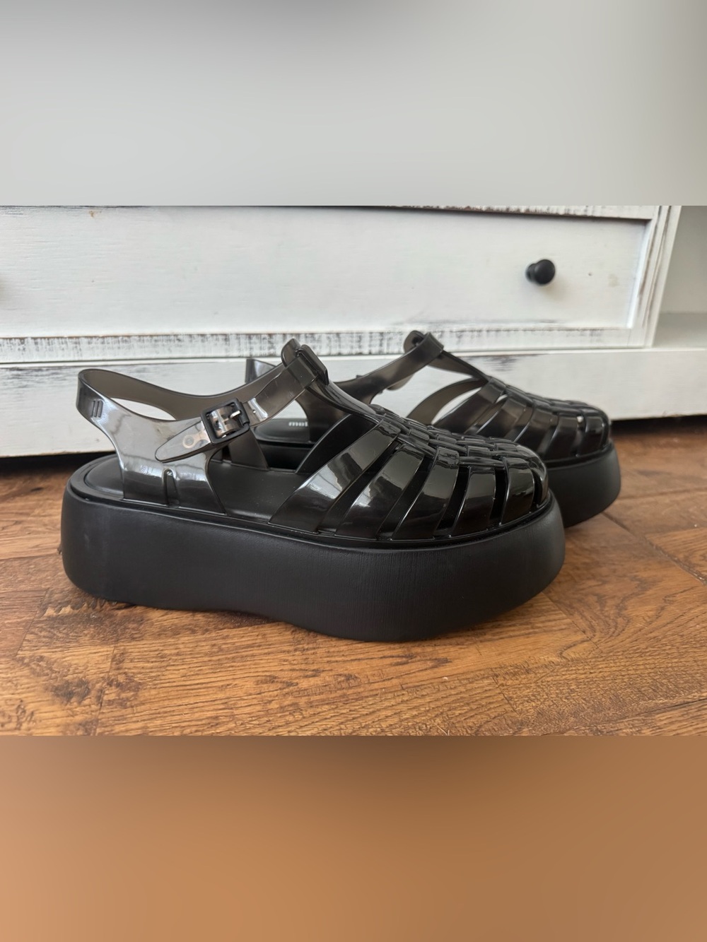 New Melissa Possession Plato Platform Jelly Sandal Black Women's Size 10 - Picture 1 of 9